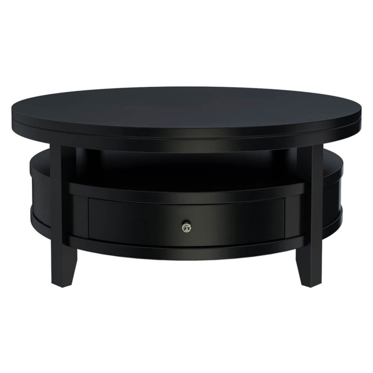 Toledo Solid Wood Black Modern Round Coffee Table Image